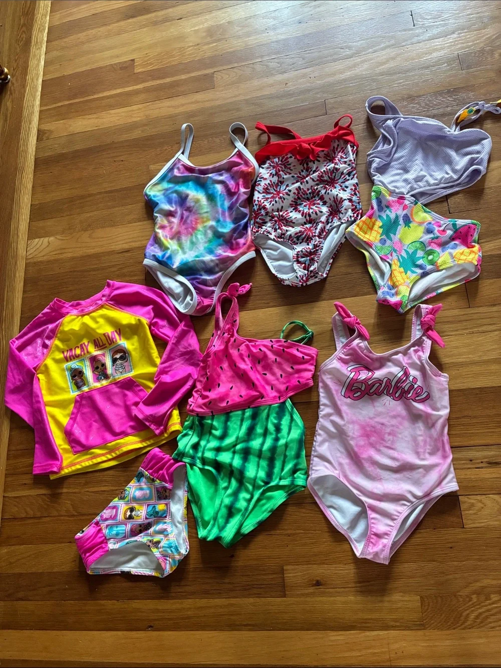 Girls Mixed One-Piece Swimsuit Lot - Bright Multicolor Styles size 6